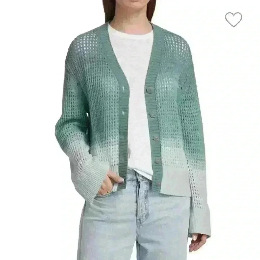 NWT ATM ANTHONY THOMAS MELILLO Gradient Open-Knit Cardigan Amalfi Combo Sz M